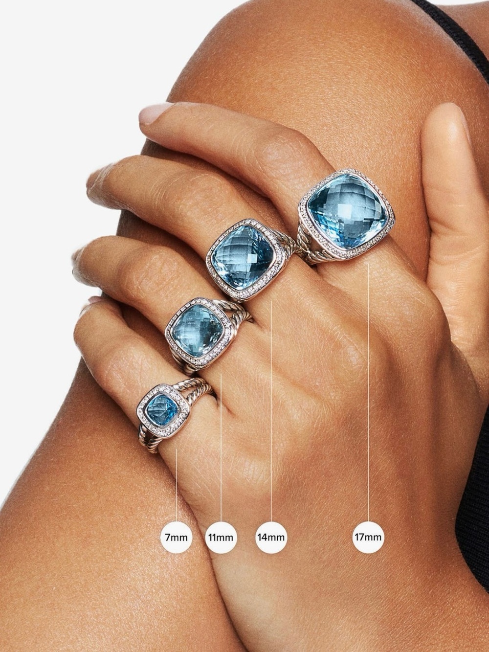 David Yurman Sterling Silver Albion ring with moon quartz and diamonds Size 7.5 - Picture 9 of 9